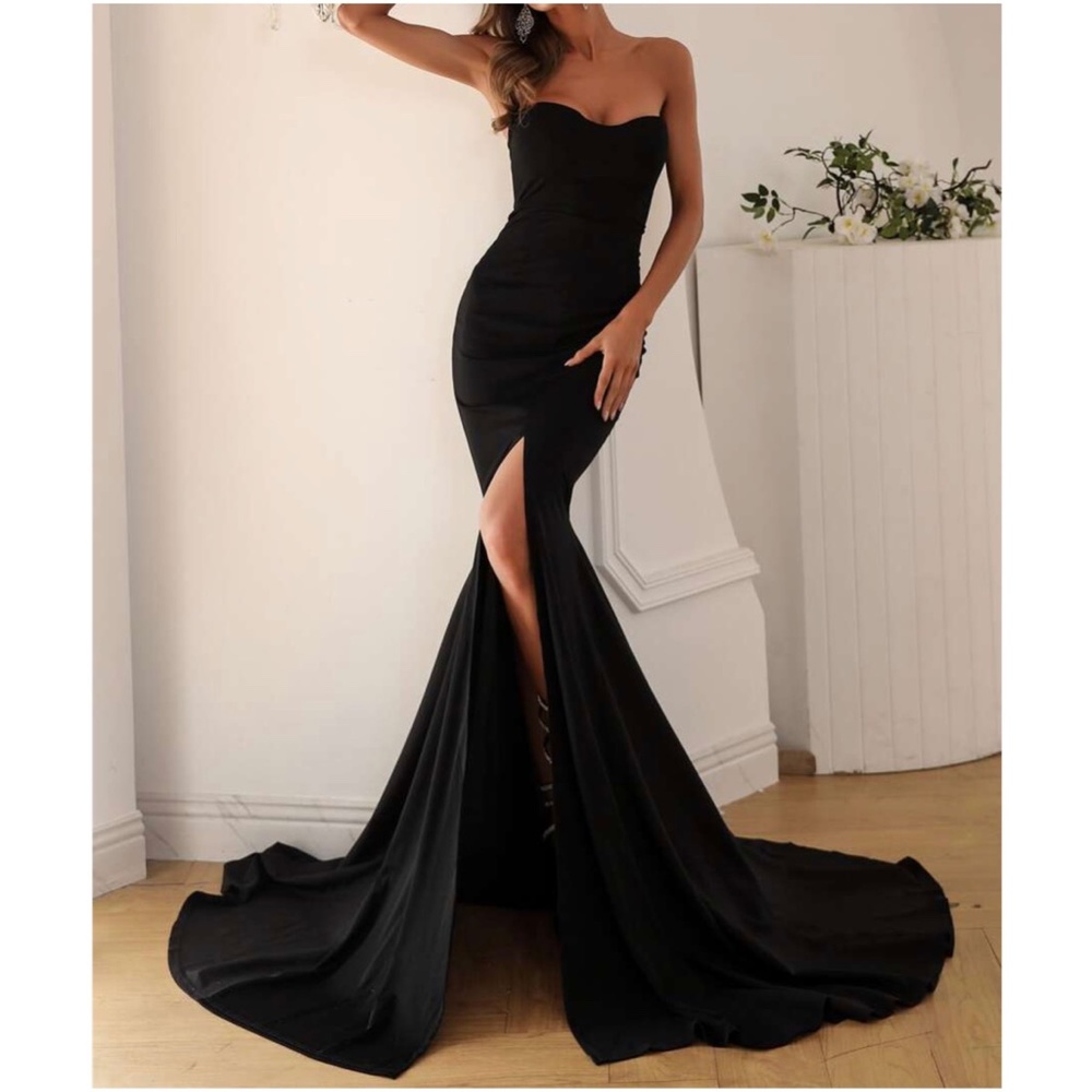 Luxe slit thigh formal party evening wedding prom Mermaid Hem dress